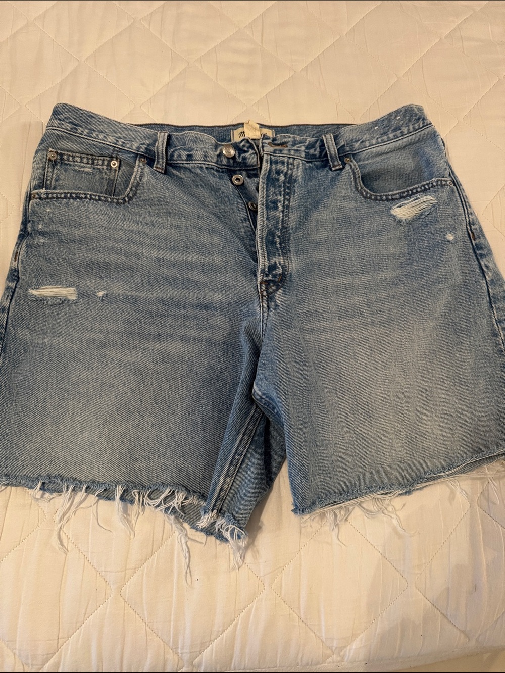 Madewell Light Blue Distressed Jean Shorts